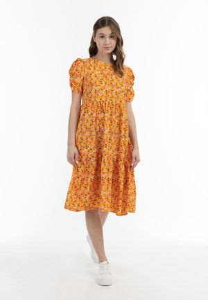 MIDI KURZARM  - Freizeitkleid - orange mehrfarbig