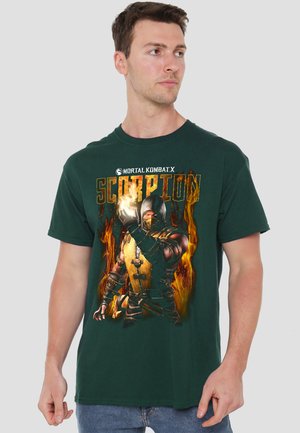 Cotton Soul, MORTAL KOMBAT/SCORPION - Print T-shirt - dark green