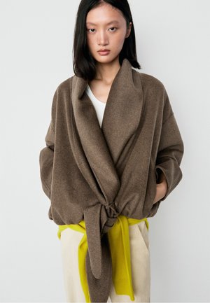 Massimo Dutti WRAP-STYLE MELANGE WOOL BLEND JACKET - Leichte Jacke - mottled brown