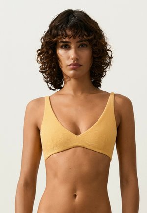 OYSHO, CRINKLE HALTER BIKINI - Haut de bikini - yellow