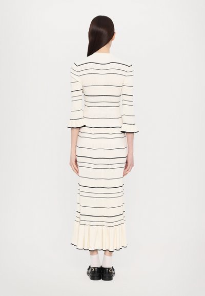 sandro ROBE FRILL POIGNET RAYURES - Freizeitkleid - ecru