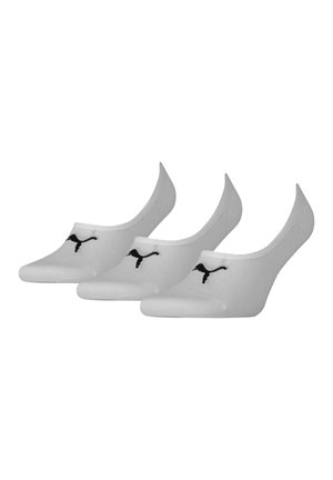 Calcetines tobilleros blancos fabricados en una mezcla de algodón, con una textura suave, diseño bajo y un acento de logo negro en la parte frontal.