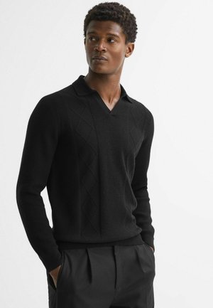 REGULAR FIT MALIK OPEN COLLAR - Maglietta a manica lunga - black