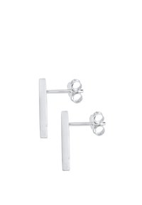 Boucles d'oreilles clips argentées avec un design en barre rectangulaire à finition mate et fermeture papillon.