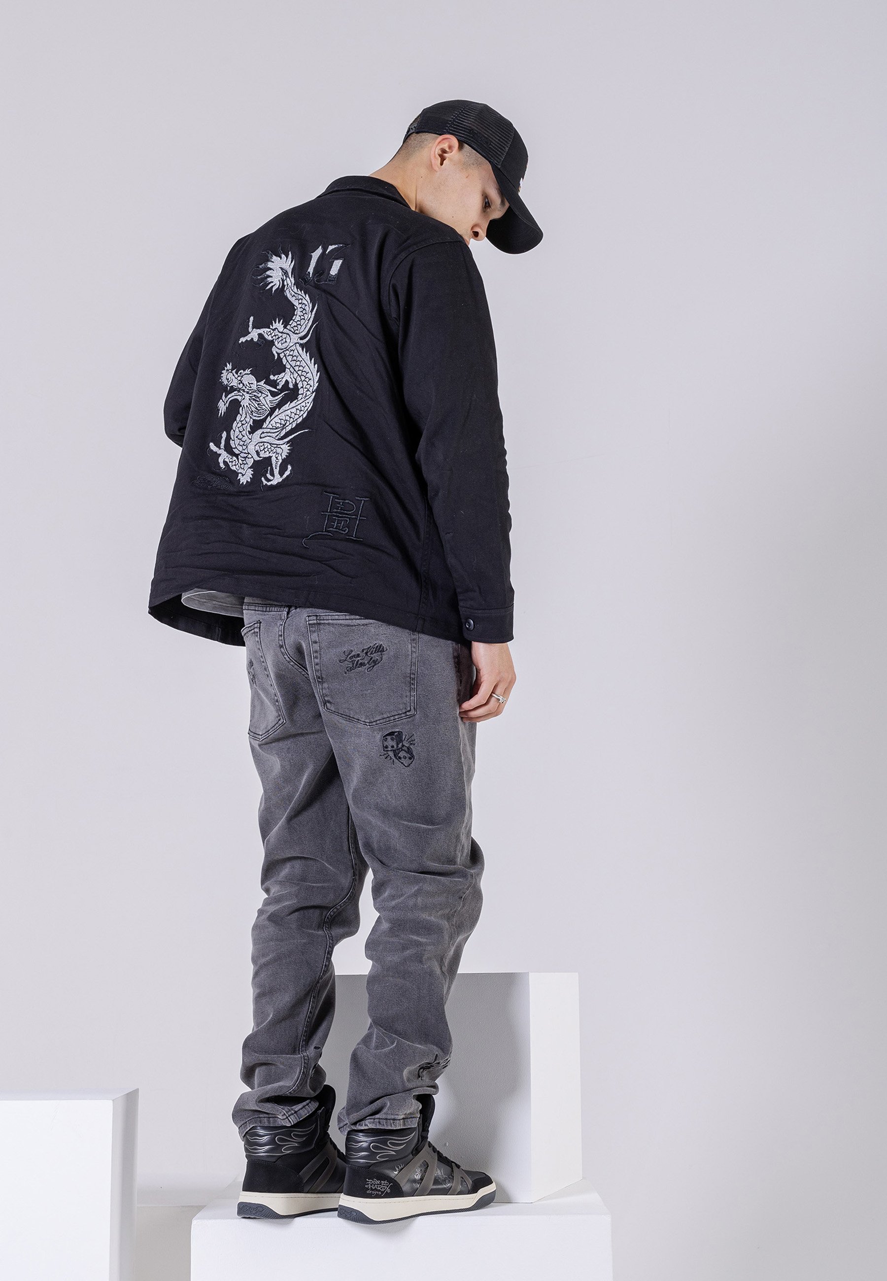 Ed Hardy TIGER - Jeans slim fit - washed black/nero - Zalando.it