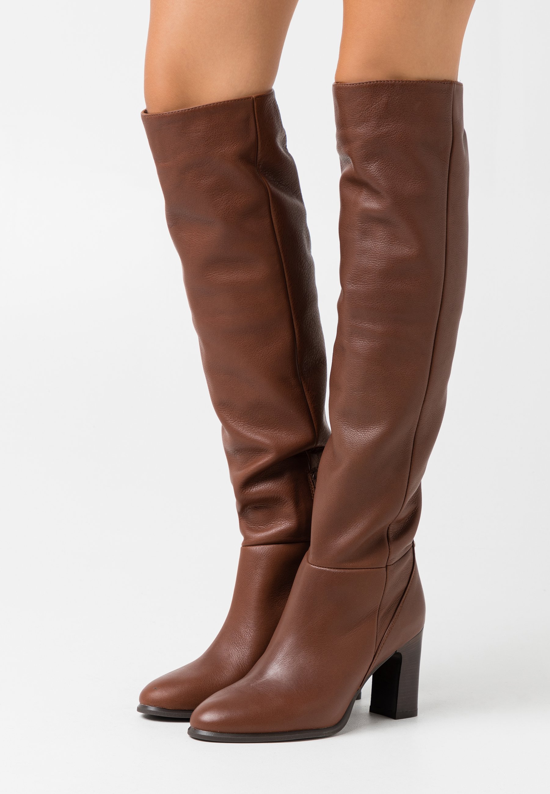 Cognac over the knee boots Clearance