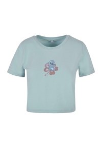 Merchcode LILO & STITCH SITTING ON FLOWER CROPPED - T-shirts med print - oceanblue