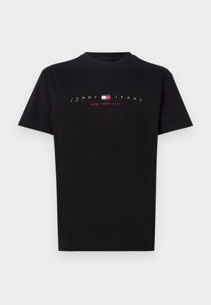 Crna pamučna majica s okruglim izrezom, kratkim rukavima i grafikom s tekstom: "TOMMY JEANS" i "NEW YORK CITY" uz logo u boji.