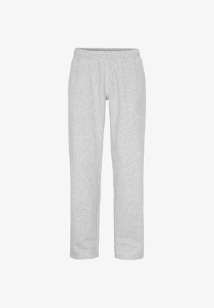 Graue Jogginghosen aus weichem, strukturiertem Stoff. Das Design verfügt über einen elastischen Bund und einen geraden Beinabschluss, geeignet für Freizeitkleidung.