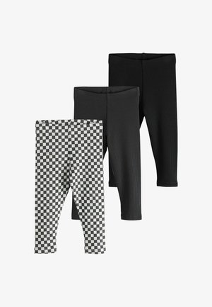 Next, 3 PACK RIBBED LEGGINGS - Leggings - Hosen - black check grey