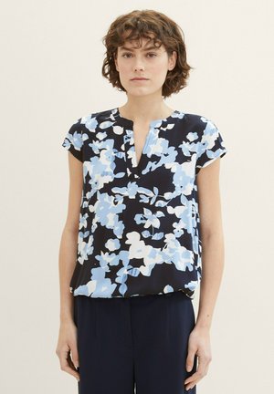 TOM TAILOR Bluse - blue cut floral design