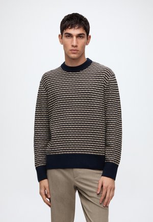 Selected, SLMDARRELL STRUCTURE CREW NECK - Strickpullover - sky captain/turkish coffee/oatmeal