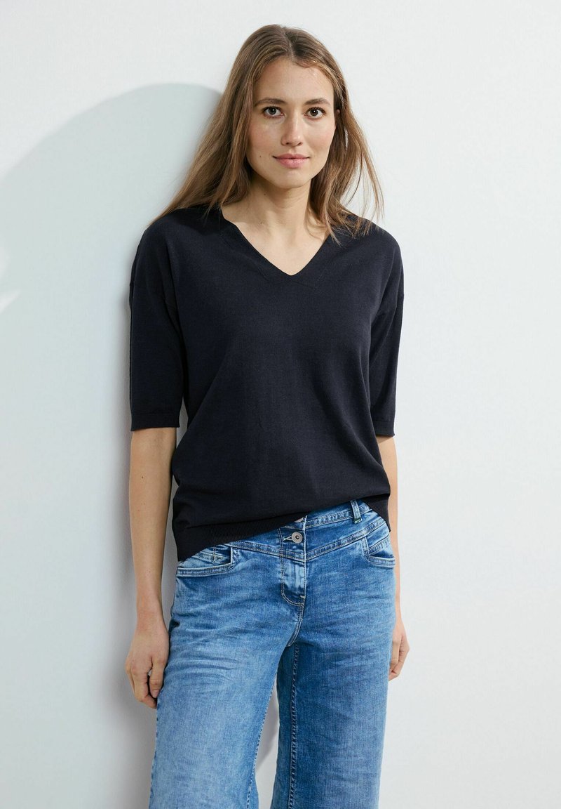 Cecil MIT SCHULTERSCHLITZ - T-Shirt basic - blau/türkis