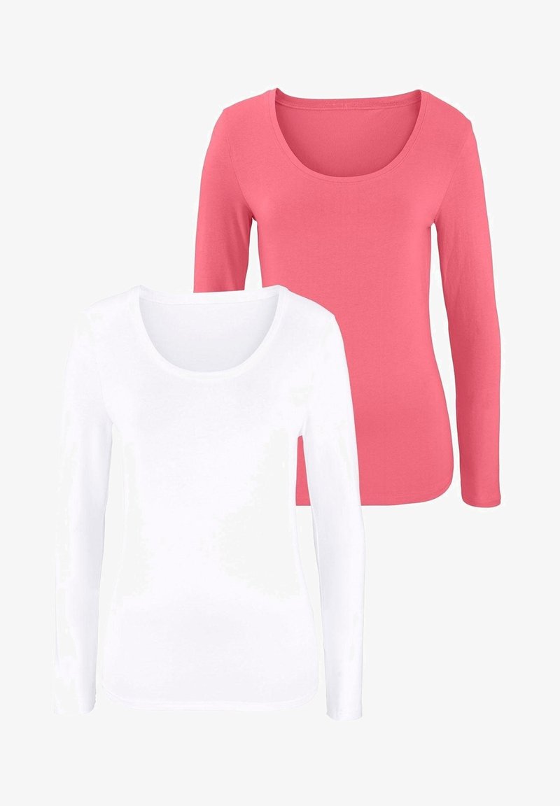 LASCANA LANGARM 2PACK - Camiseta de manga larga - apricot weiß