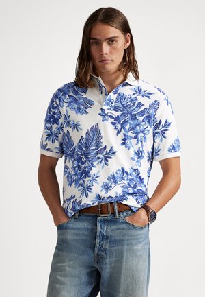 CUSTOM SLIM FIT TROPICAL MESH POLO SHIRT - Polo marškinėliai - tropical white