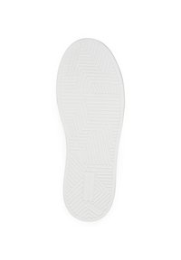 Semelle de chaussure en caoutchouc blanc avec un motif en zigzag et en chevrons, dotée d'un logo rectangulaire près du centre et de l'indicateur de taille "42".