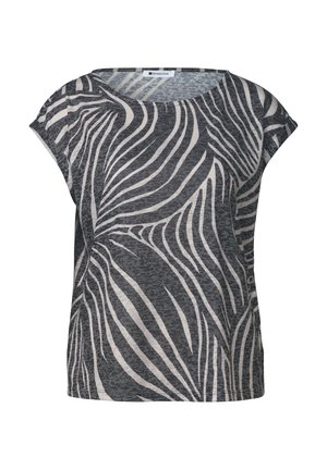 Street One, DROPPED SHOULDER SHIRT IM AUSBRENNER-LOOK - T-shirt imprimé - black