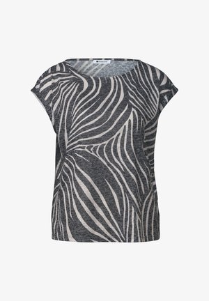 Street One, DROPPED SHOULDER SHIRT IM AUSBRENNER-LOOK - T-shirts print - black