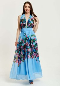 Liquorish FLORAL PRINT DEEP V NECK MULTIWAY IN - Maxi dress - blue