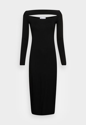 MIDI DRESS WITH CHEST CUT OUT - Vestito di maglina - black