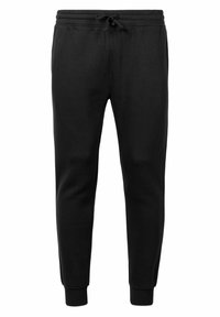 Svarta träningsbyxor i mjuk bomullsblandning, med elastisk midja och dragsko samt ribbade mudd vid anklarna.