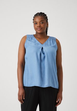 ONLY Carmakoma CARLAURA V NECK - Felső - medium blue denim