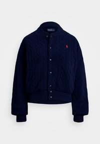CABLE KNIT WOOL CASHMERE BOMBER JACKET - Bomber dzseki - spring navy heather