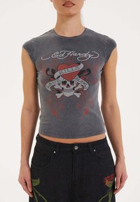 Ed Hardy LOVE KILLS CAP SLEEVE - T-shirts print - grey