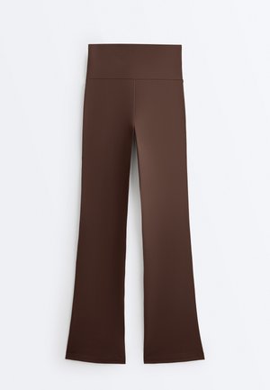 OYSHO HIGH RISE COMFORTLUX FLARE - Pajkice - mottled dark brown