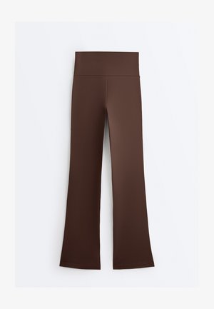 OYSHO HIGH RISE COMFORTLUX FLARE - Pajkice - mottled dark brown