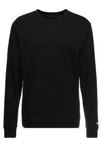 Langærmet sort t-shirt lavet af bomuld, med rund halsudskæring, afslappet pasform og et lille logo på venstre ærme.