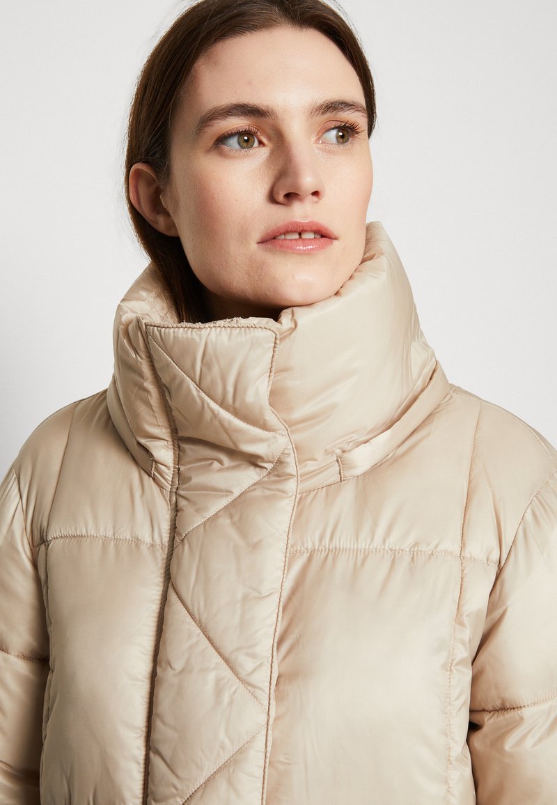 beige puffer coat long