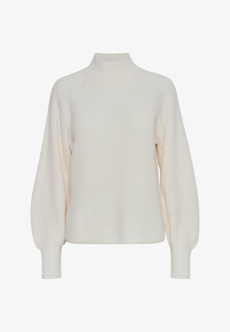 b.young MIT BALLONÄRMELN STEHKRAGEN - Strickpullover - weiß