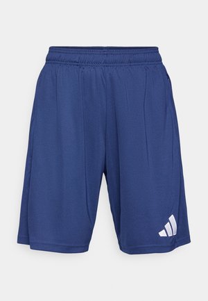 Shorts de sport bleu marine avec une ceinture élastique et le logo Adidas blanc sur la jambe inférieure gauche.