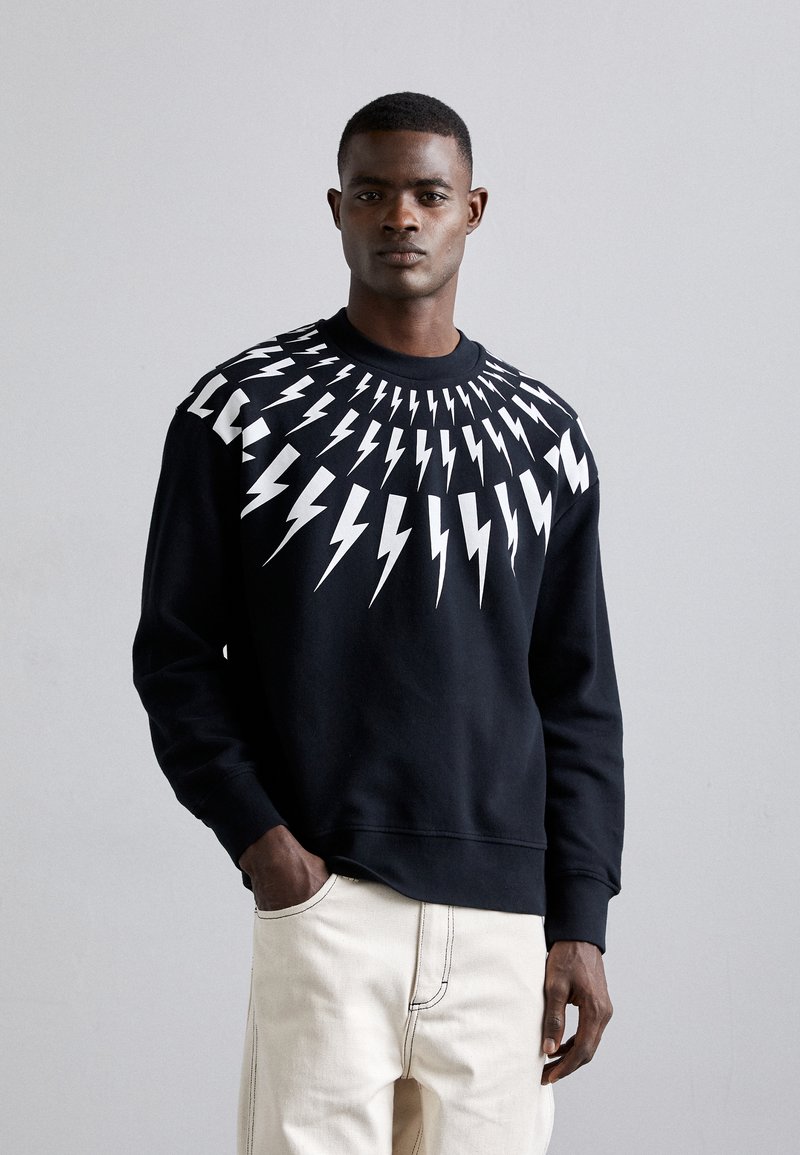 Neil Barrett FAIRISLE THUNDERBOLT EASY - Felpa - black