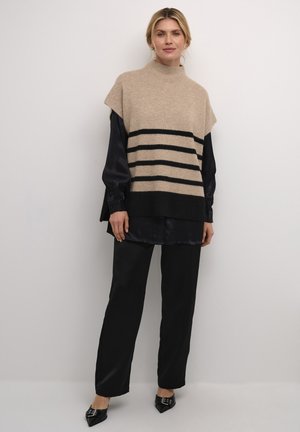 STARI - Waistcoat - beige black stripe