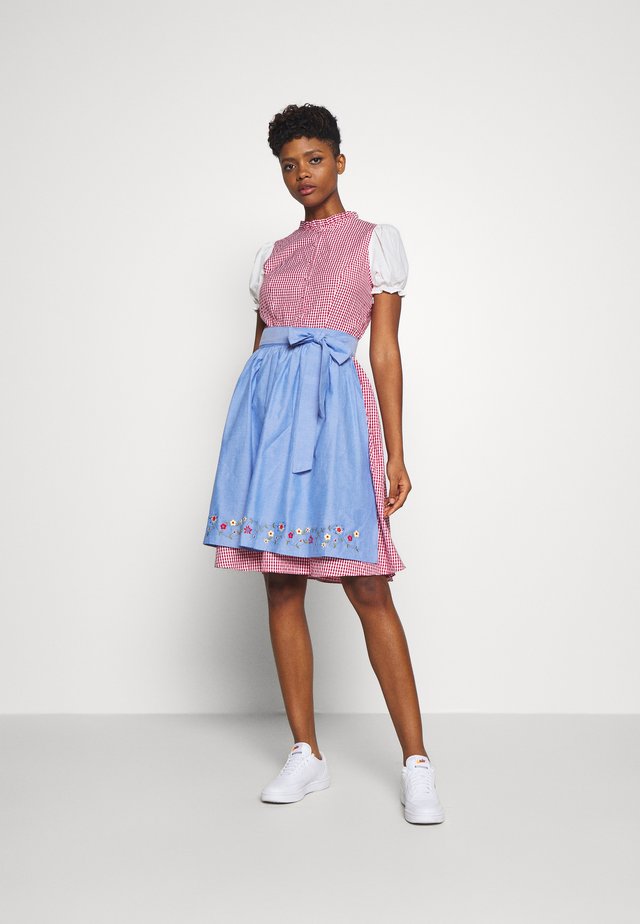 ONLELLY CHECK  DRESS - Dirndl - cloud dancer/red