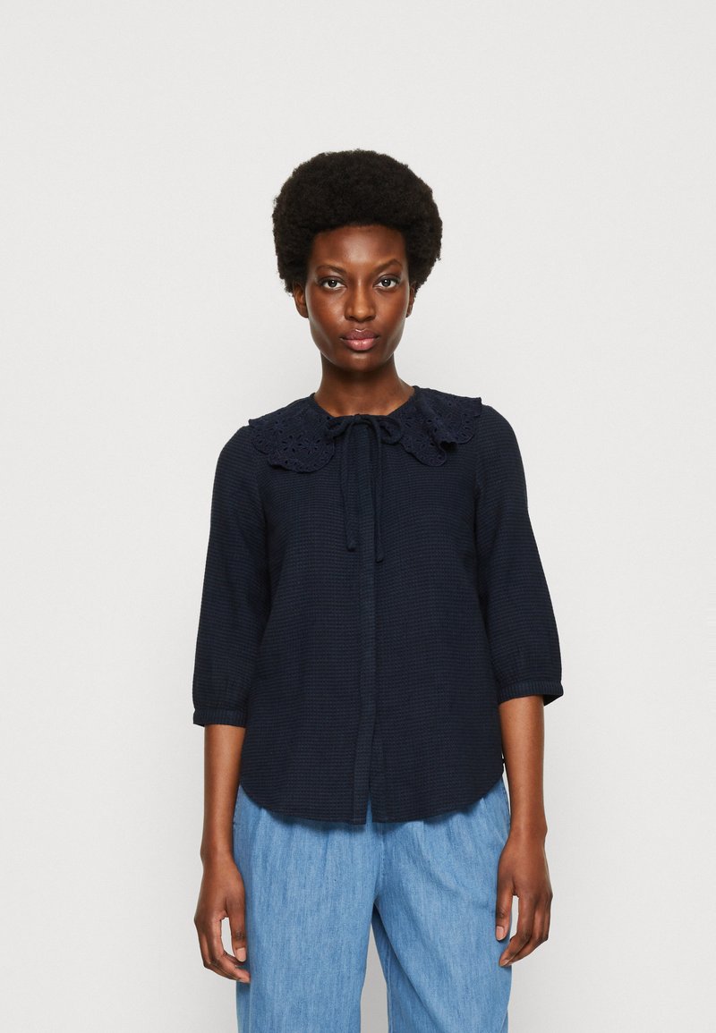 Thought GALE EMBROIDERED COLLAR BLOUSE - Πουκαμίσα με κουμπιά - blue