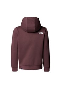 Mørkerød hettegenser med frontlomme og snøring i hetten. Har en logo på baksiden og ribbestrikkede mansjetter og nederkant for en tettsittende passform.