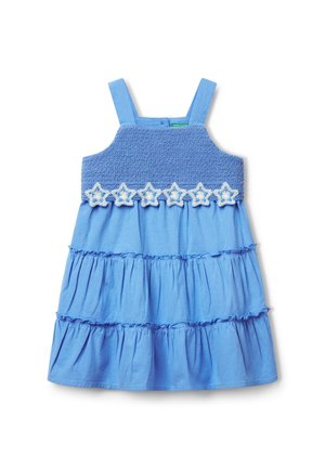 WITH MACRAMÉ FLOWERS  - Vestido informal - blue