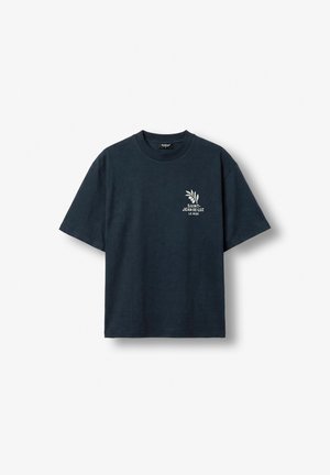 Burocs, OVERSIZE OLIVE - Nyomott mintás póló - navy