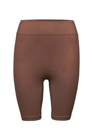 Braune Stretch-Shorts mit eng anliegendem Design, elastischem Bund und glatter Textur. Verfügen über eine mittlere Oberschenkellänge und nahtlose Verarbeitung.