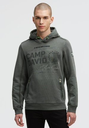 Camp David, CAMP DAVID HOODIE IM MATERIALMIX MIT ZIPPERTASCHEN - Kapuzenpullover - dark forest