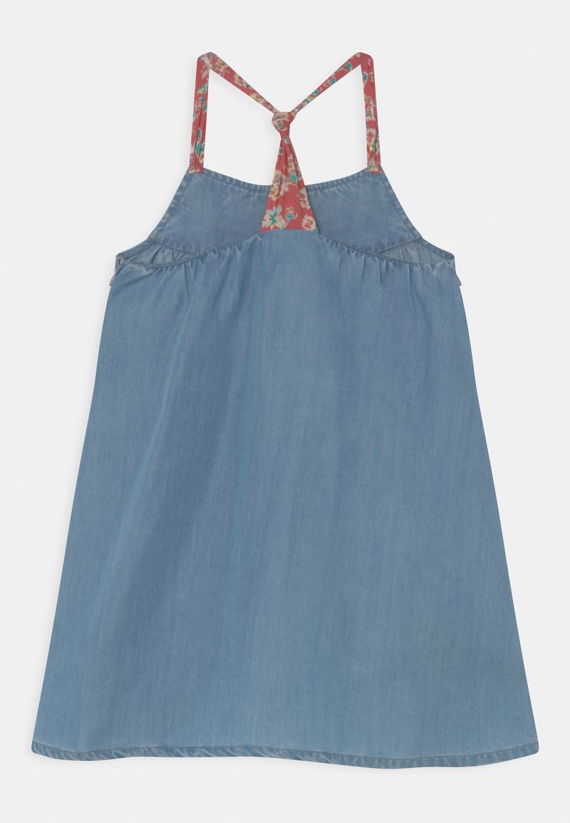 Robe Bébé IKKS à Bretelles En Jean Bleu Et Tissu Rayé Bleu Clair - Taille 6 Mois - Neuve Sans étiquettes