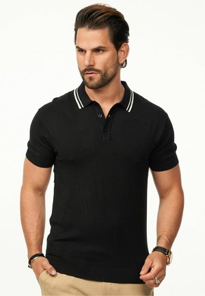 MIT KNOPFLEISTE - Poloshirt - black
