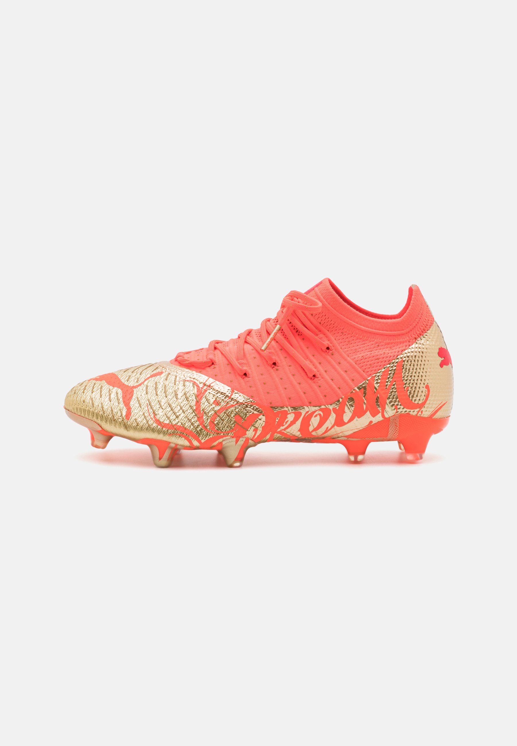 Puma FUTURE 1.4 JR FG/AG - Botas de fútbol con - fiery coral/gold/coral - Zalando.es