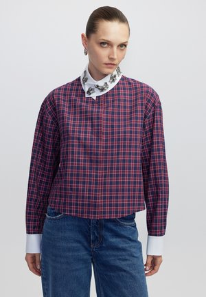 PLAID WITH APPLIQUÉ - Camicia - bordeaux