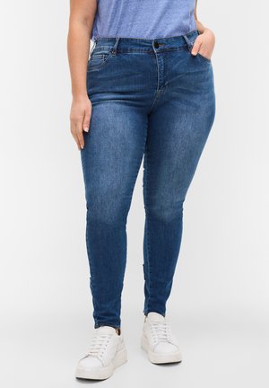 SUPER SLIM AMY JEANS MIT SCHLEIFE UND REIßVERSCHLUSS - Slim fit jeans - dark blue