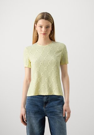 Pieces PCSANNI O NECK EMBRODERY - T-shirt imprimé - pale banana