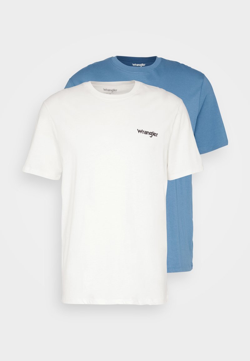 Wrangler 2PACK SIGN OFF TEE - T-Shirt basic - captains blue/blau - Zalando